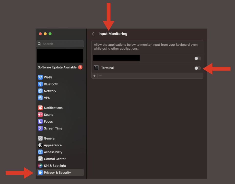 Enabling input monitoring